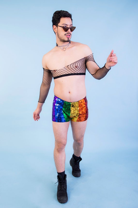 Black Sequin Shorts for Men. Perfect Festival Party Outfit. Etsy Canada