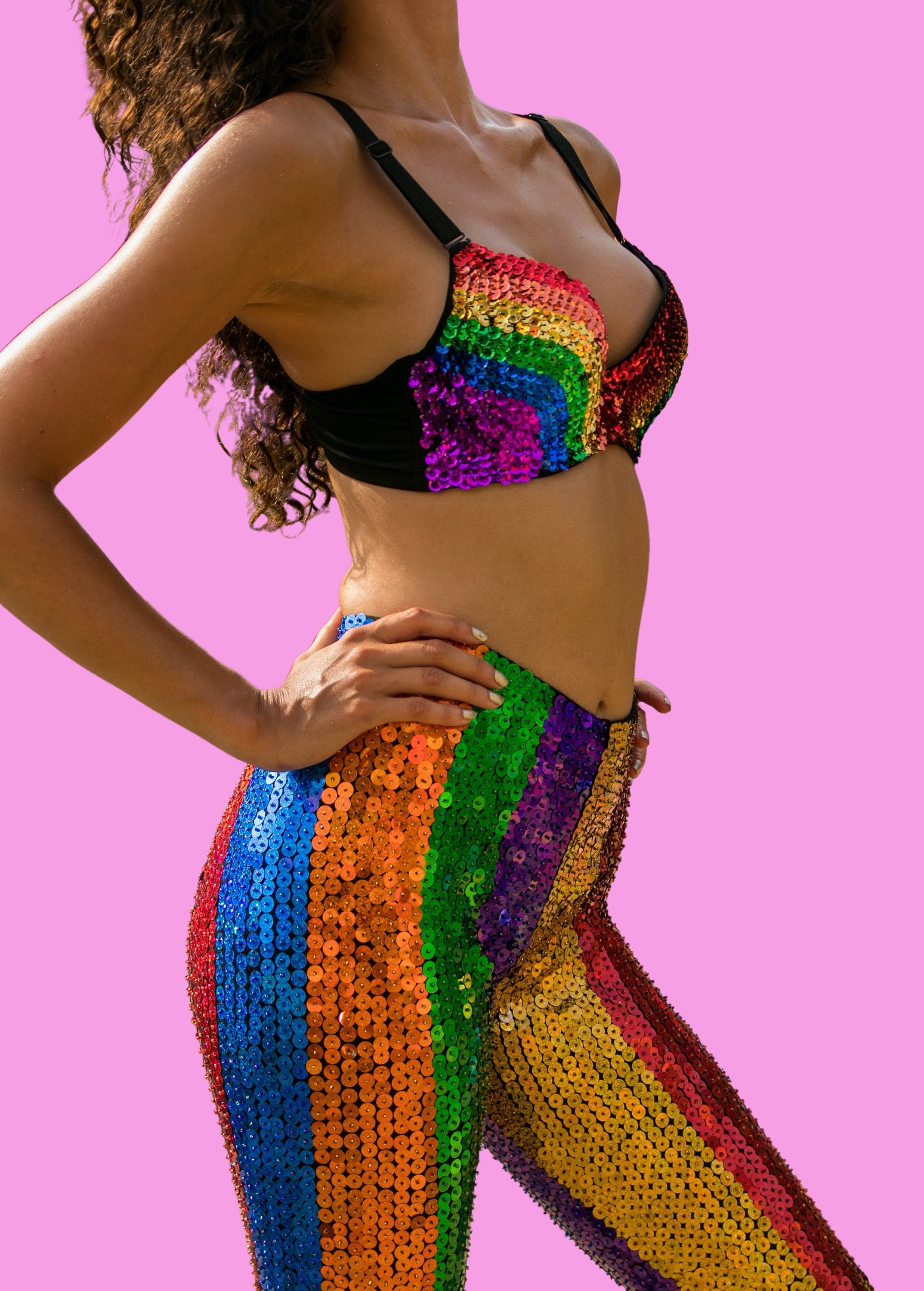 Rainbow Sequin Sparkly Disco Pants for Women and Men. Personalised Rainbow  Sequin Leggings / Meggings. Festival Outfit. Custom Made. -  Hong Kong