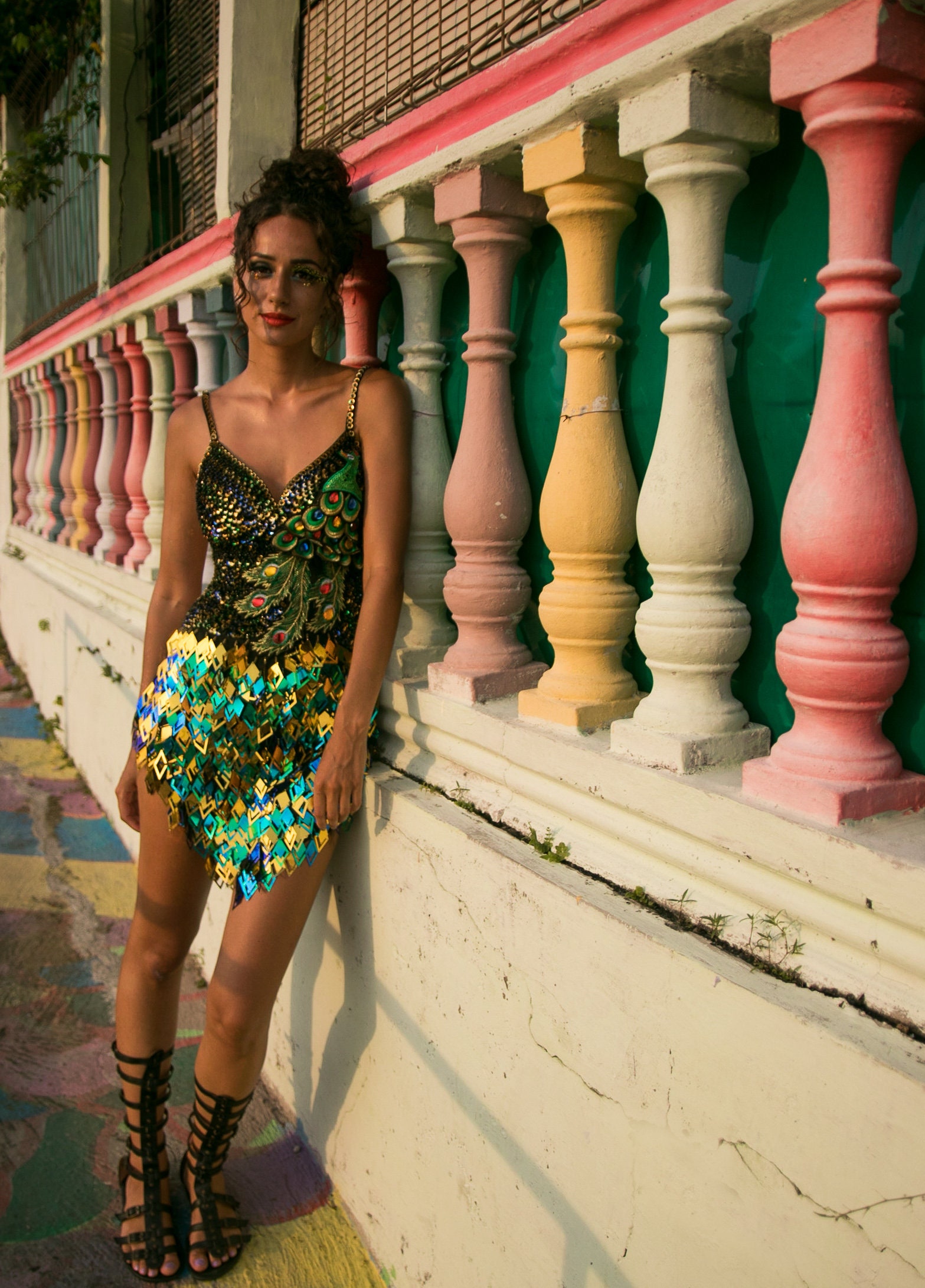 Handmade Sequin Peacock Party Dress, Glamorous Festival Outfit - Etsy