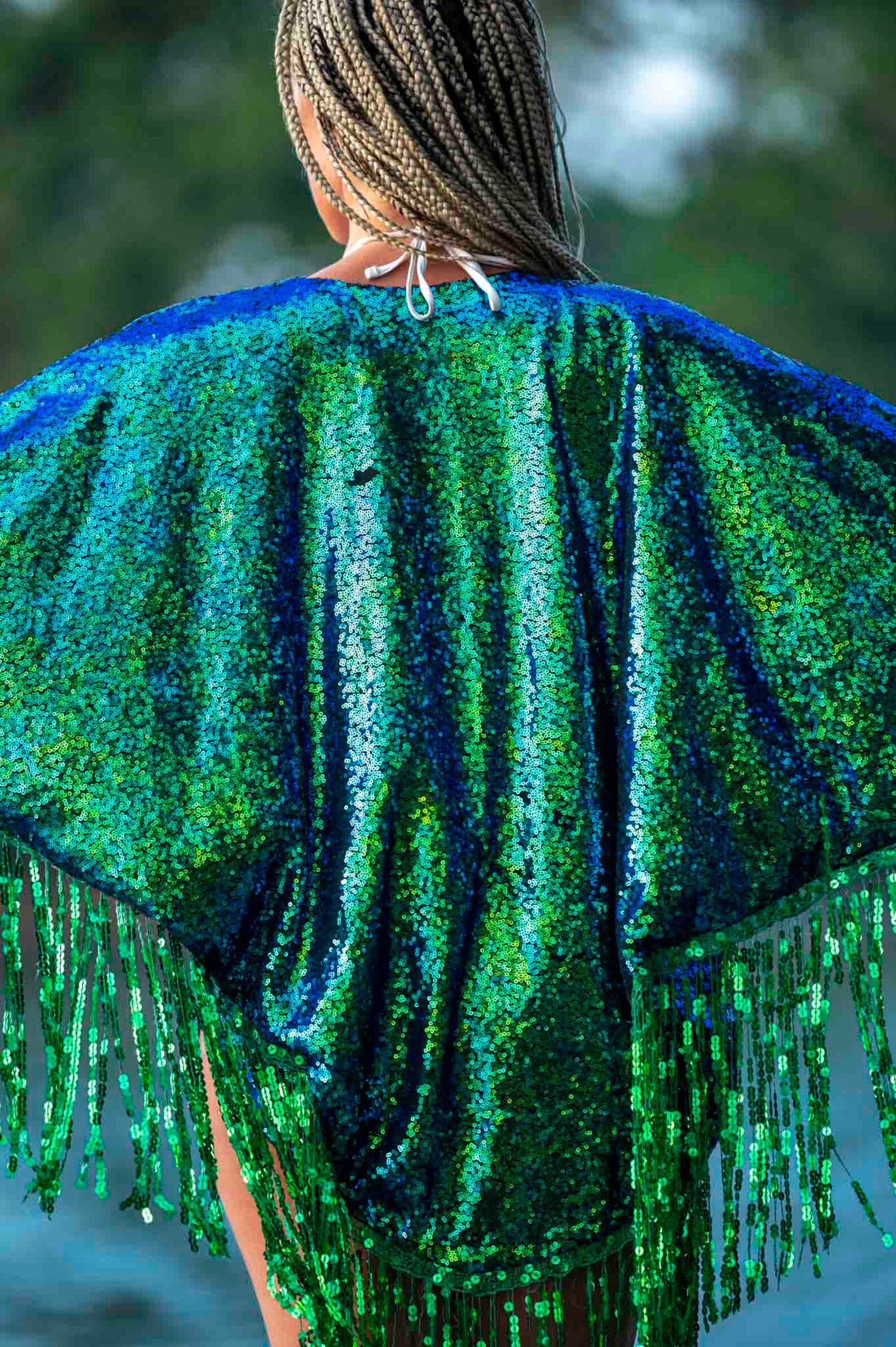 Emerald Green Sequin Kimono With Sequin Fringe. Light Floaty Etsy UK