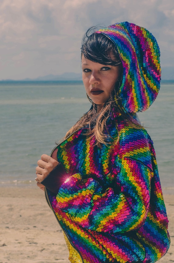 rainbow glitter jacket