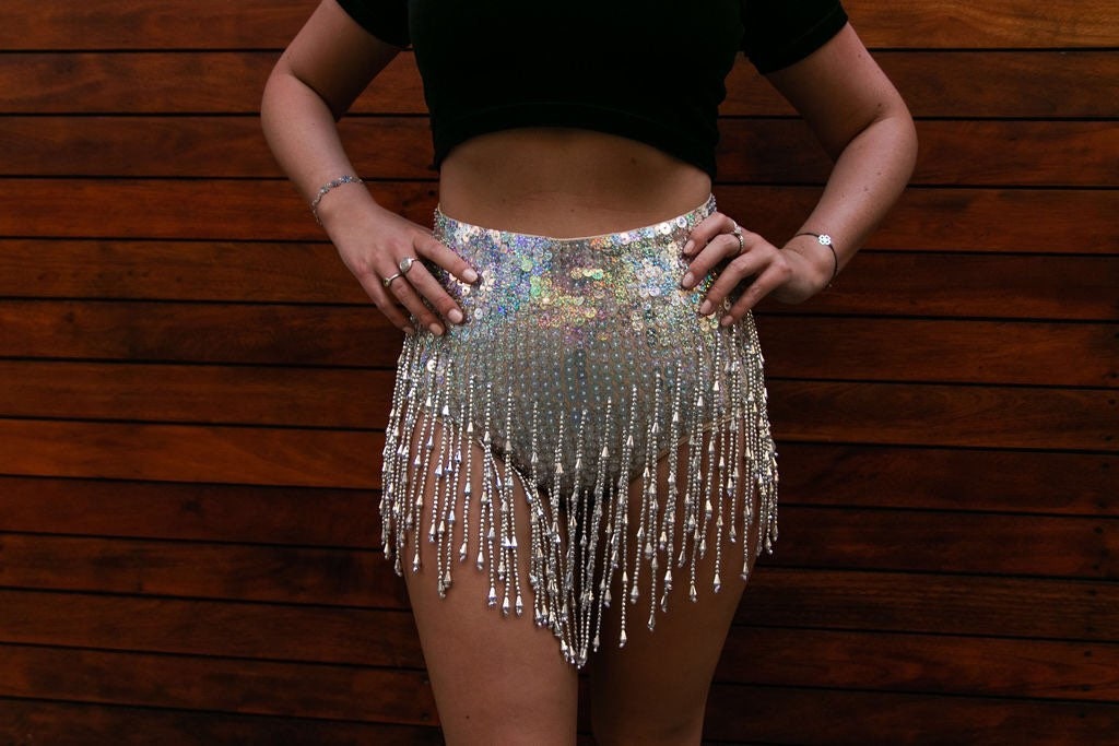 Silver Sequin Booty Shorts for Women 