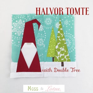 HALVOR TOMTE Quilt Block {No. 4} | Halvor Tomte w/ Double Tree // Foundational Paper Piecing // PDF // Instant Download // Nisse Gnome