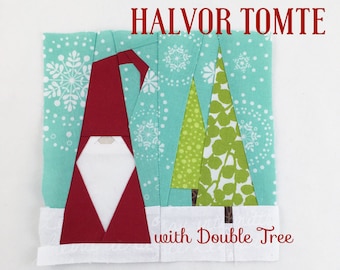 HALVOR TOMTE Quilt Block {No. 4} | Halvor Tomte w/ Double Tree // Foundational Paper Piecing // PDF // Instant Download // Nisse Gnome