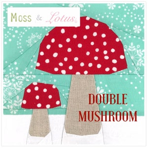 Mushroom House Scene  {No. 17} | Double & Single Mushroom Options Quilt Blocks (6”x6” finished) // Foundational Paper Piecing / PDF / Gnome