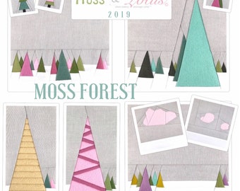 MOSS FOREST Project Builder Set {No. PB-1} | pdf pattern // Cluster of Trees Fluffy Clouds Forest Clearing Gathering Tree Saplings // fpp