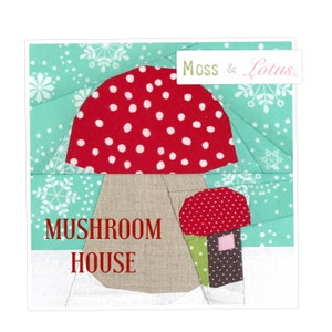 Mushroom House Scene No. 17 Double & Single Mushroom Options Quilt Blocks 6x6 finished // Foundational Paper Piecing / PDF / Gnome image 2