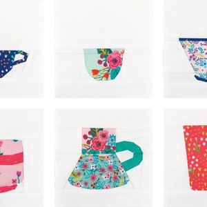 The Mug Club Series Part 2 {No. 6} | PDF Pattern // Paper Piecing // 6 Mugs + free Teapot, Cookie Jar, Sugar Bowl)