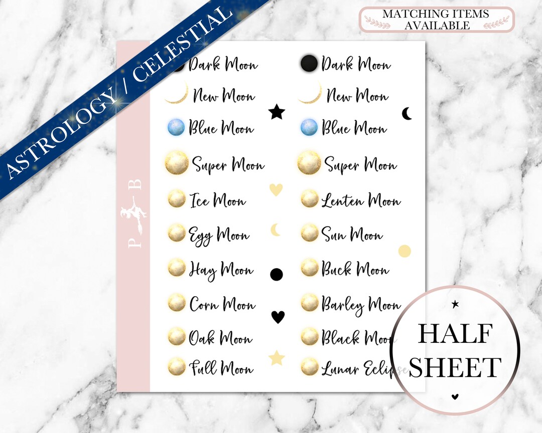 Moon Name Labels Full Moon Names ADD-ON | Light | Stickers | New Moon | Dark Moon ...