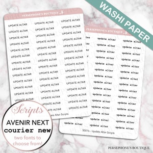 Set 1 von Witchy Scripts - Update Altar, Ritual, Spellwork, Sigil, Reiki, Astrologie, Kristalle, Esbat, Coven, Vollmond, Neumond, Stickers