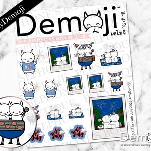 4 juillet Jour de l'Indépendance | Autocollants mignons Kawaii Pagan Witchy Demon Character Journal Planner