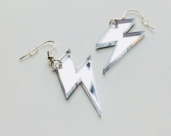 Lightning | Bowie | Lady Gaga | Bolt | Weather | 80s | Laser Cut | Acrylic | Earrings