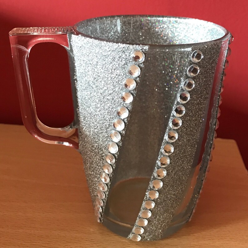 Personalised Bling Glitter Mug Hand Glittered Glass Mug Etsy UK