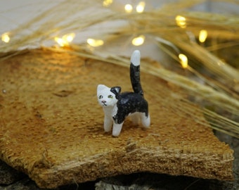 Miniature handmade cat, clay cat, miniature cat, tiny cat, cat figurine, cat totem