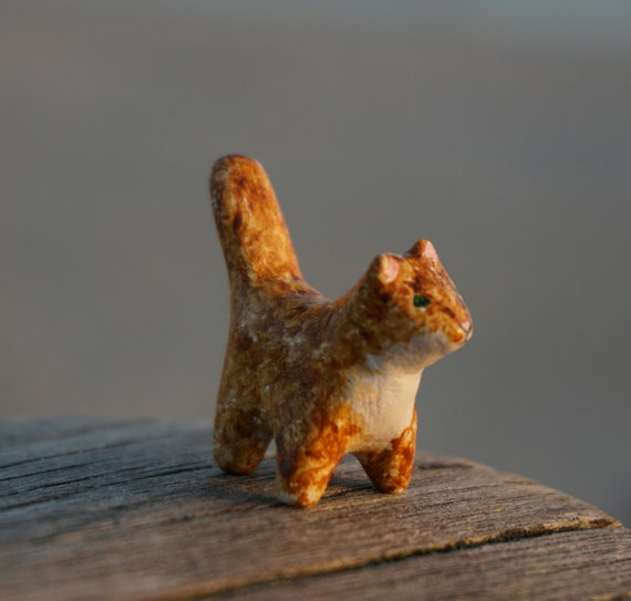 Miniatur Katze Ton Katze Tier Tonfigur Katze Figur Puppe Etsy