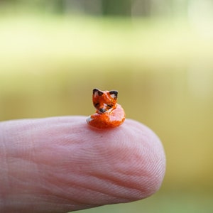 micro red fox, miniature red fox, red fox, clay fox, miniature fox, tiny little miniatures