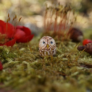 miniature owl, clay owl, owl figurine, miniature owl figurine, collectable, terrarium miniature decoration, fairy house, tiny owl, owl totem image 2