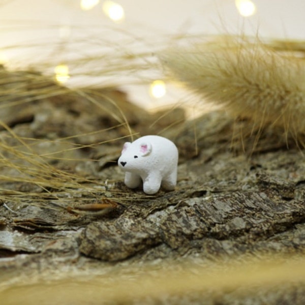 Miniature polar bear, tiny polar bear, clay polar bear, polar bear figurine, handmade polar bear