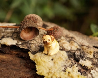 Miniature pug, pug figurine, tiny pug