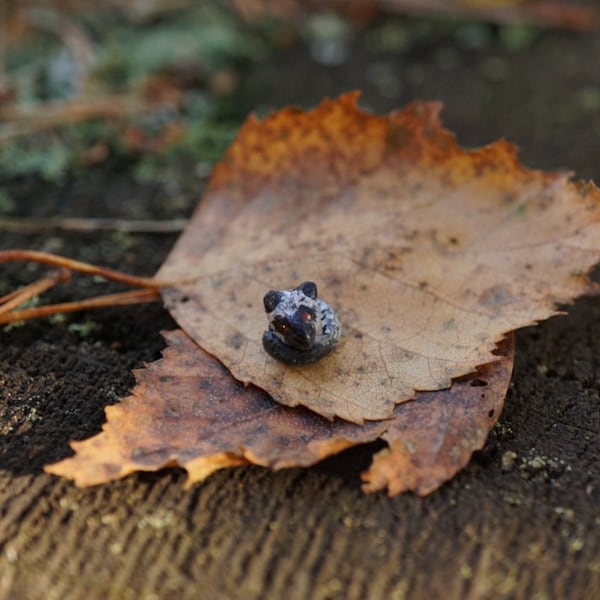 micro silver fox, miniature silver fox, silver fox, clay fox, miniature fox, tiny little miniatures