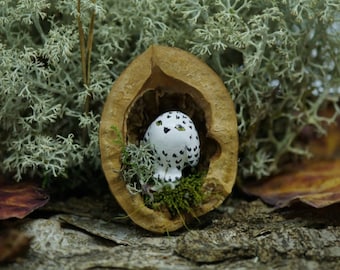 Harfang des neiges miniature en un mot, minuscule harfang des neiges, hibou d’argile, oiseau miniature, figurine d’oiseau faite à la main, petit harfang des neiges