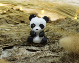 Miniature panda, tiny panda, panda figurine, clay panda