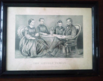 RARE: The Lincoln Family, 1867 Lithograph, Currier & Ives, Collectible Print, Antique Abraham Lincoln print, Rare Antique Lithograph