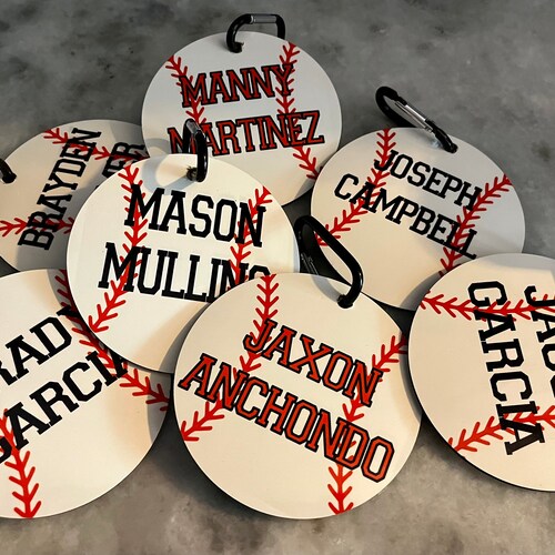 Baseball Bag Tags Personalized Bag Tags Custom Keychains Etsy