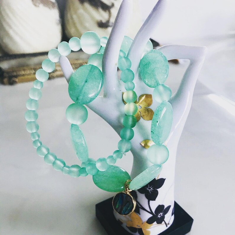Handmade light green bracelet set