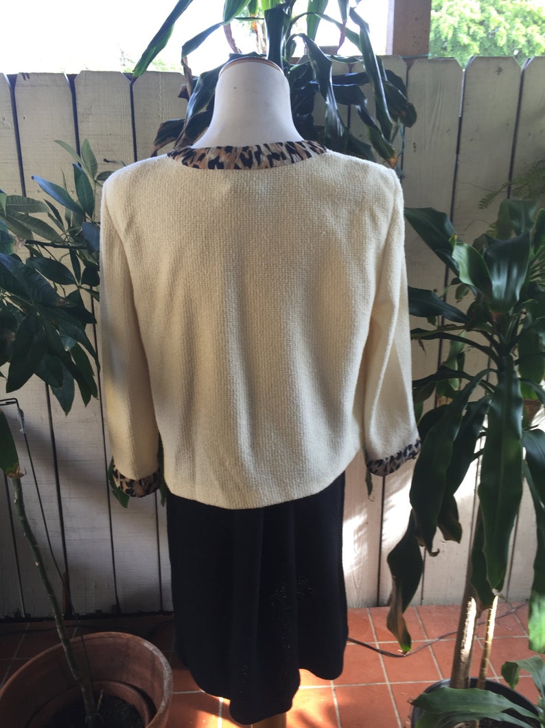 Vintage St. John Knit Wool 3 Pc Suit Size 10. Cream and Animal Etsy