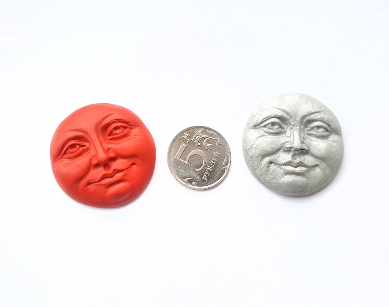 Mould Moon face polymer clay siliocne mold Etsy