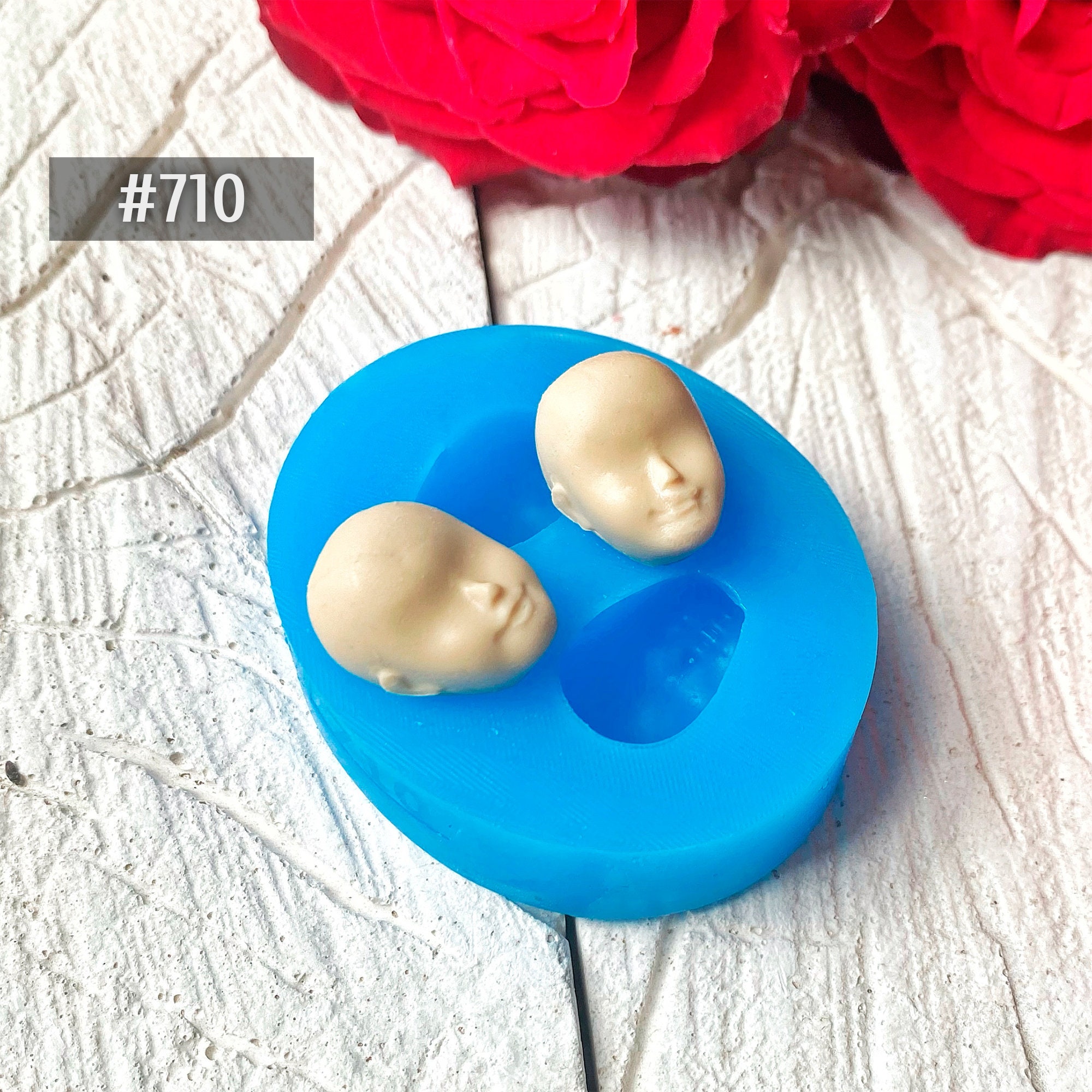 Two little dolls faces mold polymer clay doll making form Etsy