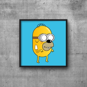 Minion (Bob) | Sponge Bob Square Pants | Homer Simpson | Jake the Dog | Print (Frame not included)