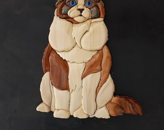 CAT INTARSİA woodworking, home decor, wall decor, animal, cat, pet, intarsia wooden art, wood carving, love cat, intarsia Wood Art