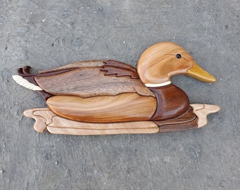 DUCK INTARSIA woodworking, home decor, wall decor, animal, birds, intarsia wooden art, wood carving, duck, hunter, love duck