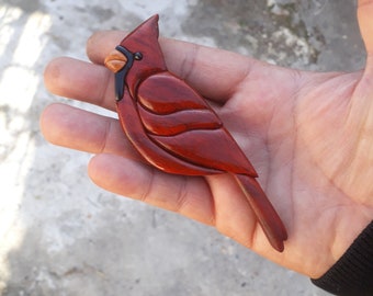 CARDİNAL BİRD,  intarsia wooden art, magnet, wild life, ornament , wall decor, sparrow, animal, Wooden Magnet, refrigerator magnet