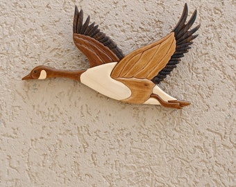 Canada Goose  female  intarsia,  intarsia wooden art, birds,art, wooden, carving, animal, intarsia Wood Art, Inlaid, 3D decor, Goose