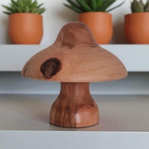 Wooden Mushroom Sculpture Wood Carving, Rustic Figurine, Art, Garden Decor, Table Decor, Mushroom Ornament, Handmade, Gift for Mom
