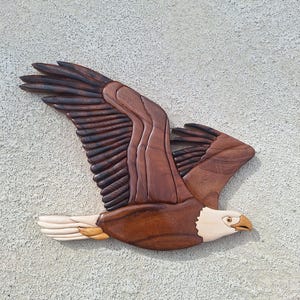 EAGLE İNTARSİA wall decor, bird, Wild life, birds, intarsia wood art, carving, wooden, wooden eagle, intarsia Wooden Art, 3D wall Decor