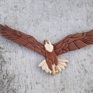 INTARSİA EAGLE,  wall decor, bird, Wild life, birds, intarsia wood art, carving, wooden, eagle, wooden eagle, intarsia Wooden Art