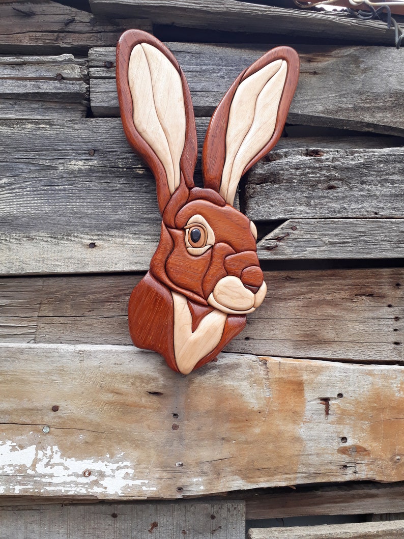 JACK RABBİT İNTARSİA Home Decor Wall Decor Hunter Intarsia | Etsy