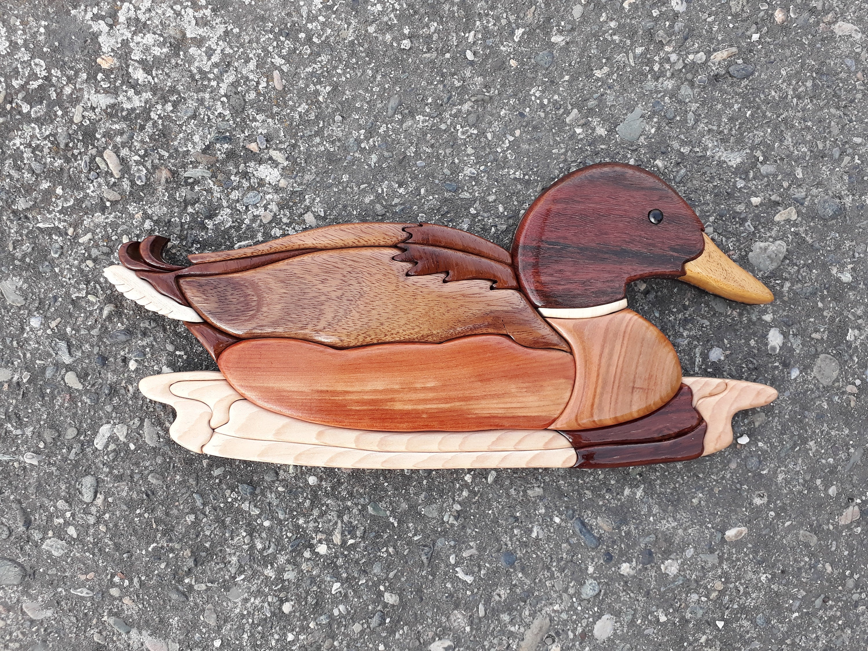 Handmade Intarsia Duck Wood Wall Decor, Bird Art