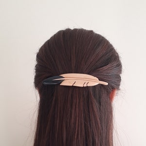 FEATHER HAİR CLİP, wooden hair clip, barrette, eagle feather, hairpin hair, women, long hair wood image 1