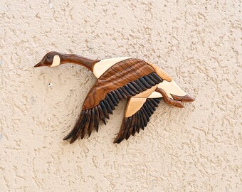 Canada Goose Male intarsia,  intarsia wooden art, birds,art, wooden, carving, animal, intarsia Wood Art, Inlaid, 3D decor