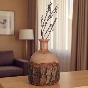 natural flower vase, minimalist vase, wood vase, gnarled vase, woodturning ,handmade vase, poplar,