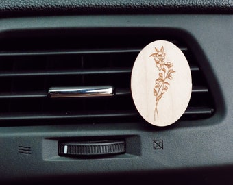 MARCH Birth Flower, Wood Car Air Vent Diffuser, Cherry Blossom Birth Flowers, Essential Oil Car Diffuser, Wood Air Vent Diffuser, Cherry