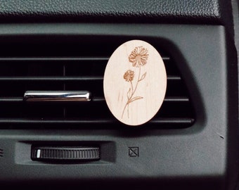 April Birth Flower, Wood Car Air Vent Diffuser, Daisy Birth Flowers, Essential Oil Car Diffuser, Wood Air Vent Diffuser, April Daisy Flower