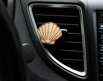 Shell Essential Oil Car Air Vent Diffuser, Wood EO Diffuser, Boho Car Accessories, Air Freshener, Aromatherapy, Aroma Diffuser, Seashell