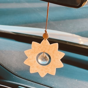 Sun Catcher Essential Oil Car Diffuser, Trendy Car Charm, Prism Car Charm, Rear View Mirror Hanger, Boho Oil Diffuser, DayCrafter, Neutral