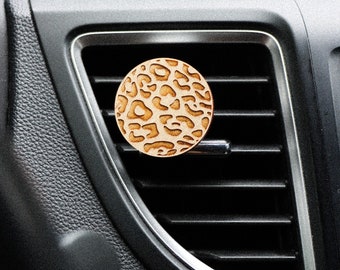 Cheetah Print Essential Oil Car Air Vent Diffuser, Wood EO Diffuser, Boho Car Accessories, Air Freshener, Aromatherapy, Aroma Diffuser